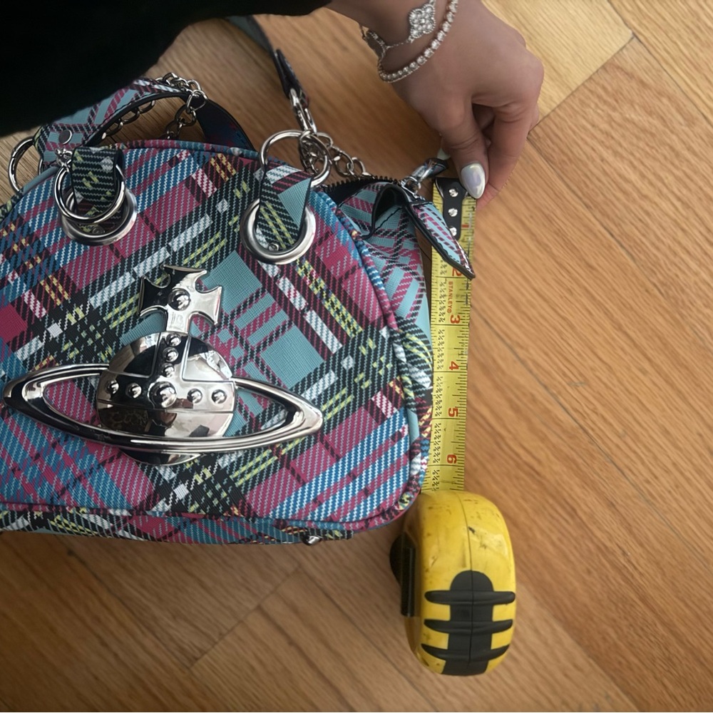 Vivienne Westwood Multicolor Plaid Mini Bag with Silver Orb Logo - Picture 6 of 6